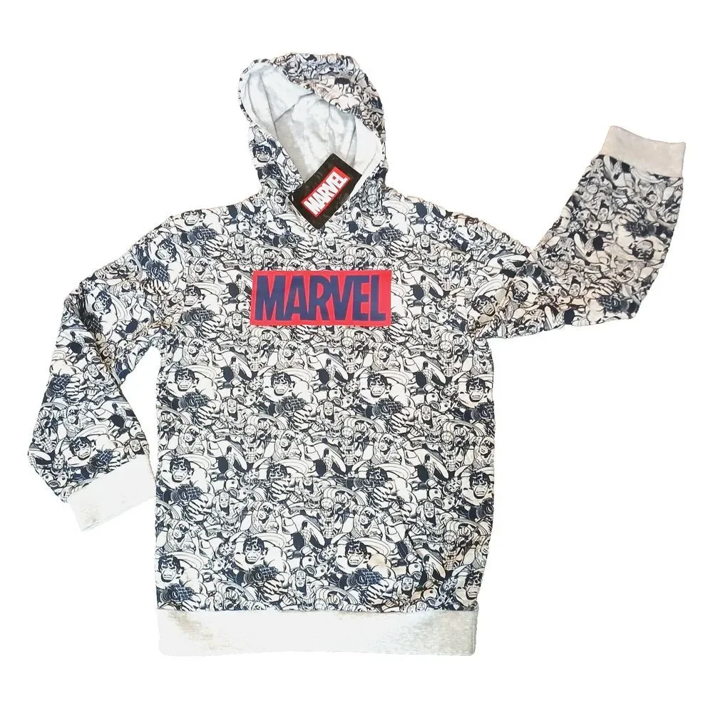 Marvel Legends Boy's Size XL(16)‎ Youth Pullover Hoodie Sweatshirt Gray & Navy